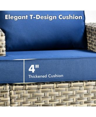 9 Pieces Wicker Outdoor Patio Furniture Set,Rattan Modular Sectional Sofa,Outside Swivel Rocking Chairs Coversation Set with Side Table