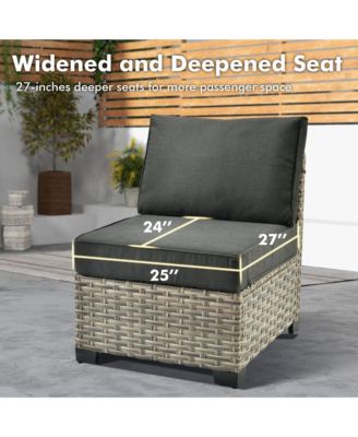 9 Pieces Wicker Outdoor Patio Furniture Set,Rattan Modular Sectional Sofa,Outside Swivel Rocking Chairs Coversation Set with Side Table