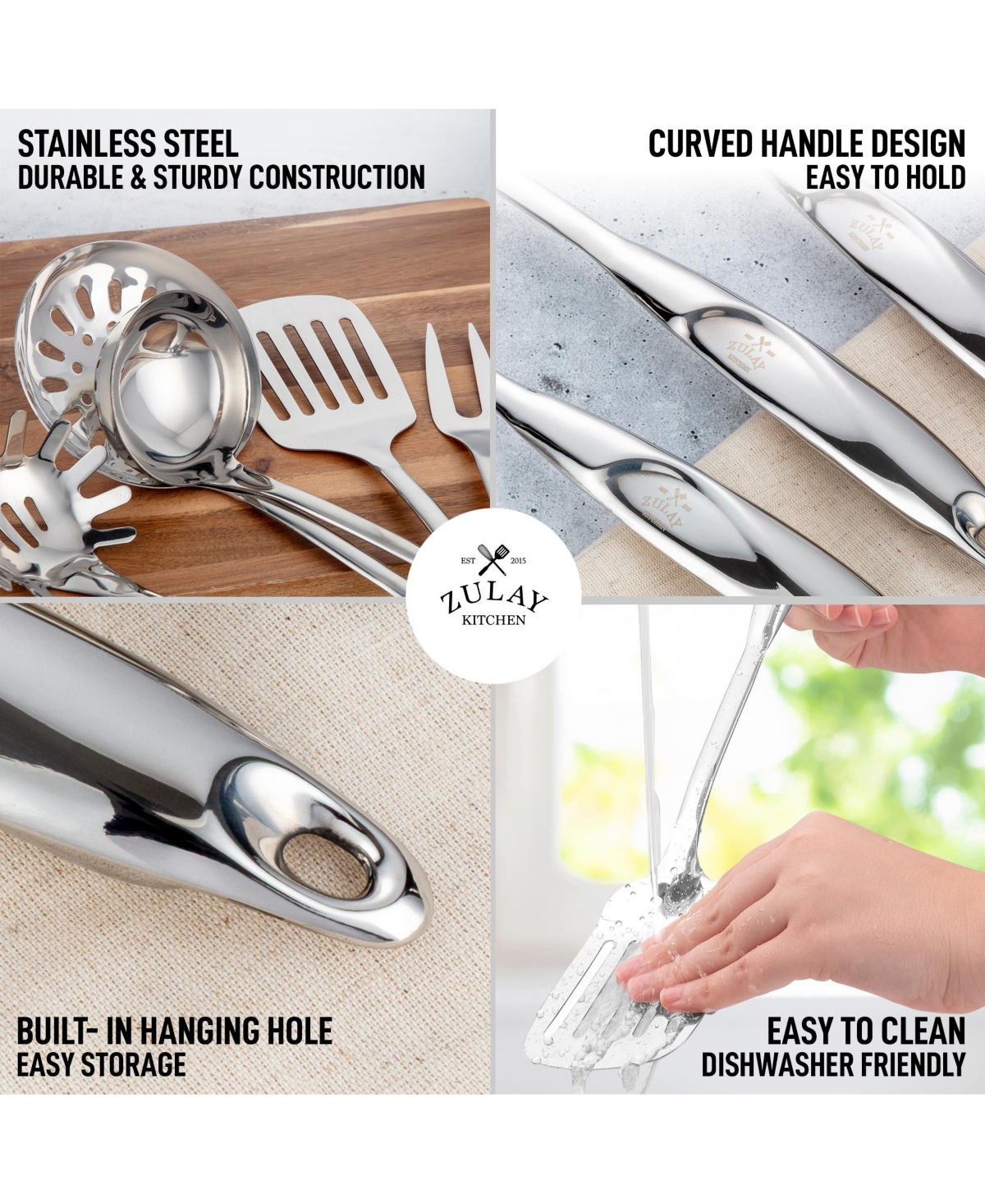 Zulay Kitchen Stainless Steel Cooking Utensil - 5 Piece Set