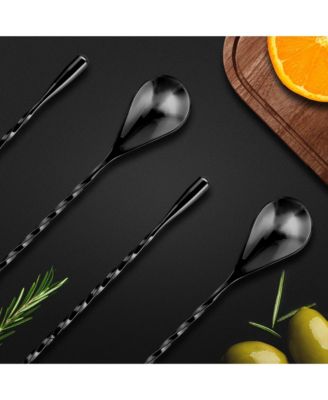 Premium 12 Inch Stainless Steel Cocktail Spoon - Long Attractive Spiral Design for Layering Drinks