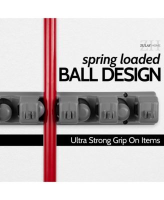 Mop and Broom Organizer Wall Mount - Organizer Utility Racks Mop Holder and Broom Hanger (5 Slots)