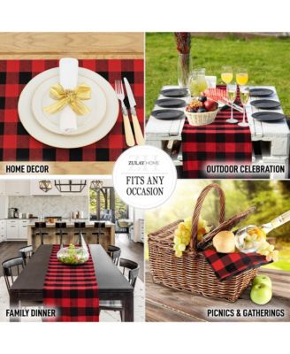 Thick Poly Cotton Buffalo Plaid Table Runners for Decor, Dining Table, Indoor & Outdoor (14"x72")