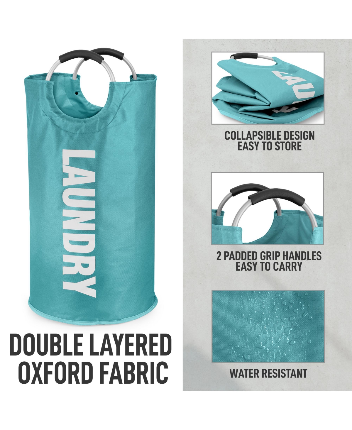 Zulay Kitchen Heavy Duty Laundry Basket - Collapsible Non-Slip Padded With Handles