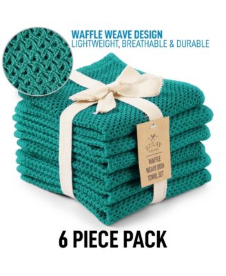 6 Pack 100% Cotton Waffle Weave - 12x12” Super Absorbent Dish Towels for Kitchen