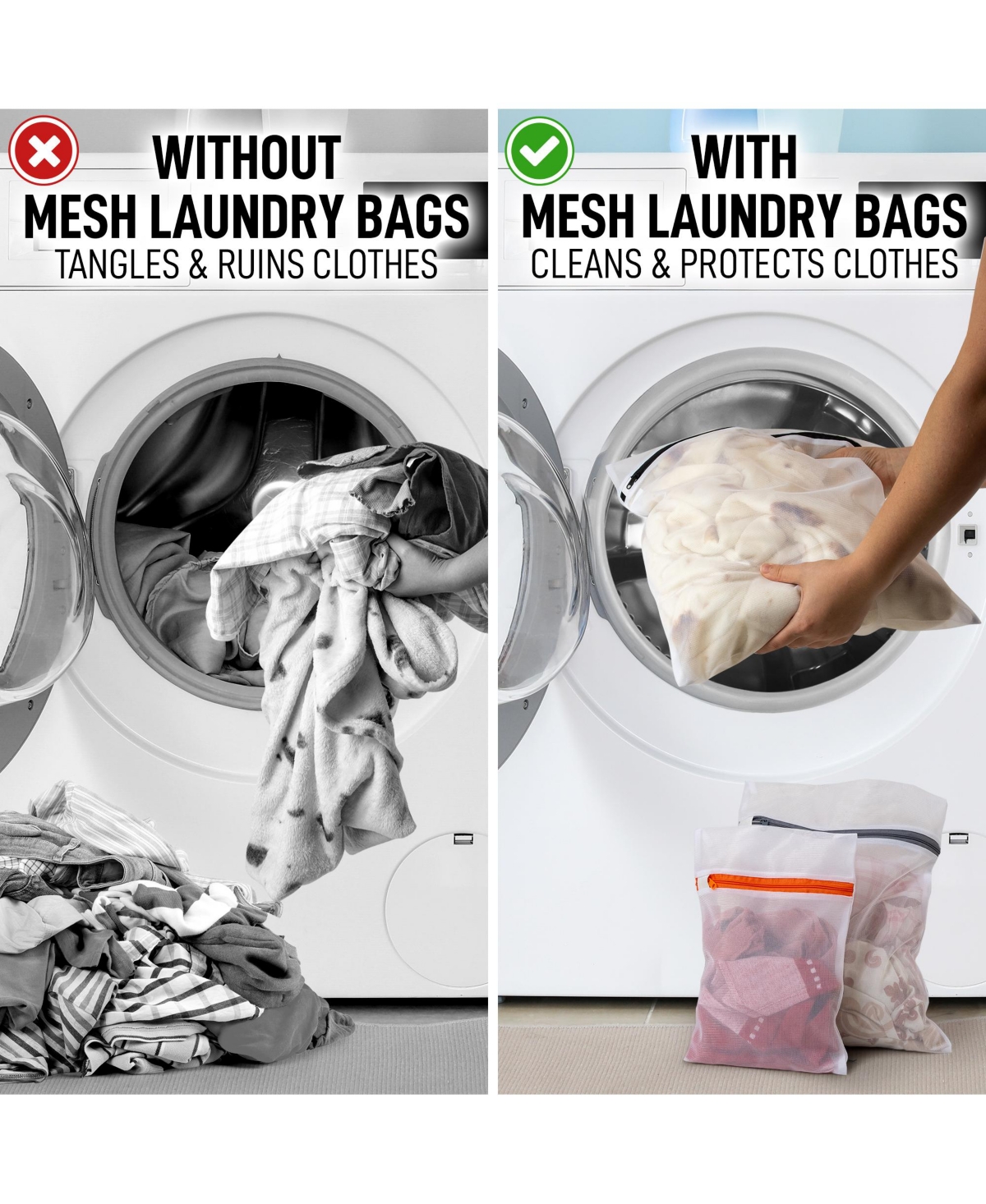 3 Pack Reusable Mesh Laundry Bags for Washing Machine