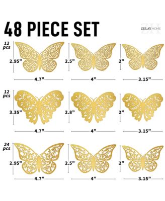3D Removable DIY Butterfly Wall Decor with 3 Wing Designs (48pcs)