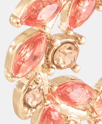 Gold-Tone Faux Coral Open Leaf Wreath Earrings