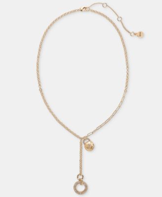 Gold-Tone Drama Crystal Logo Charm Y Necklace