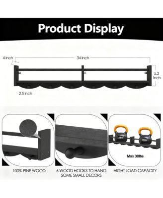 Floating Shelves Set of 4: Multi-functional, Sturdy Pine Wood, Elegant Design