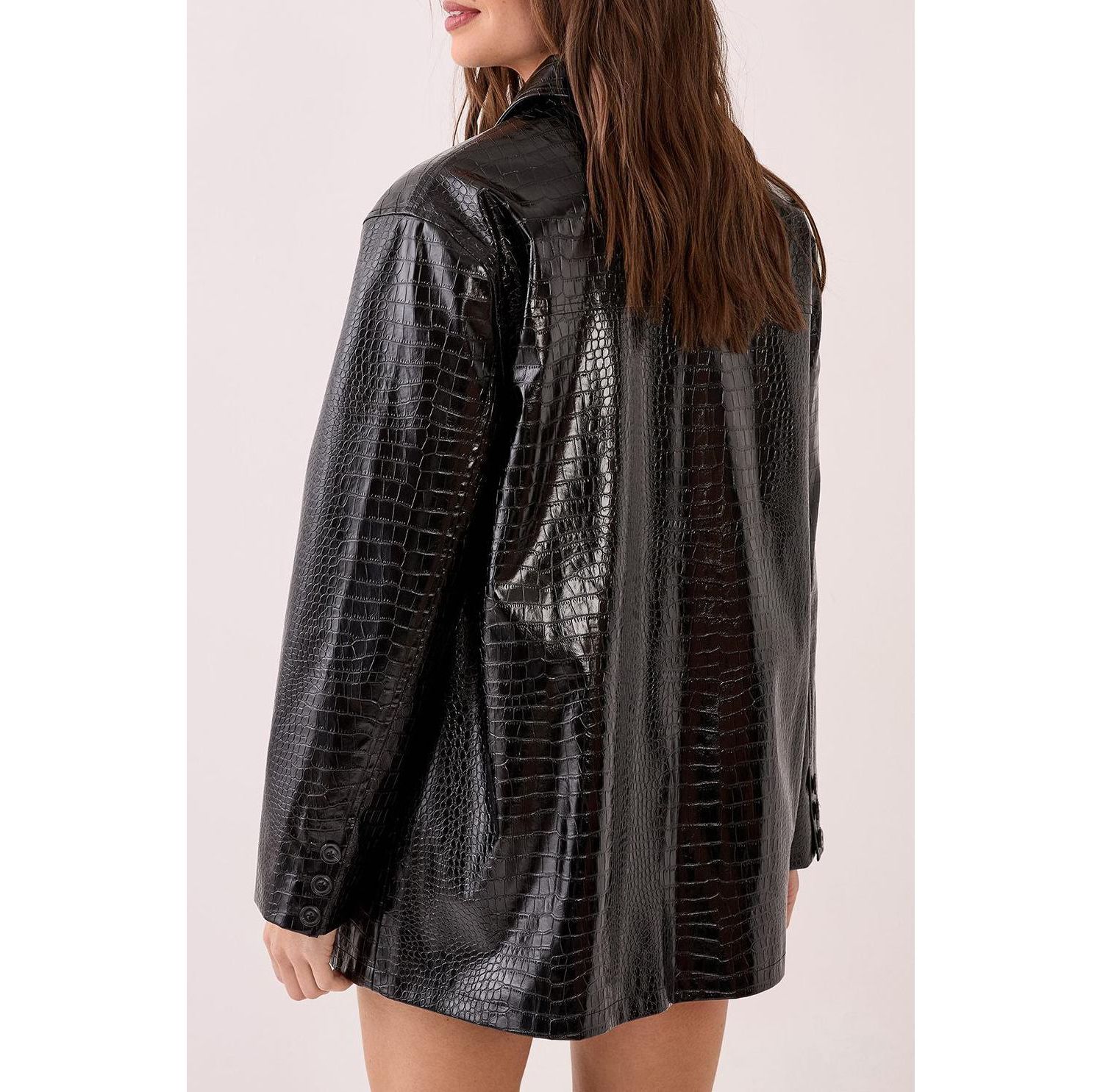 Women's Croc Vinyl Faux Leather Clean Jacket