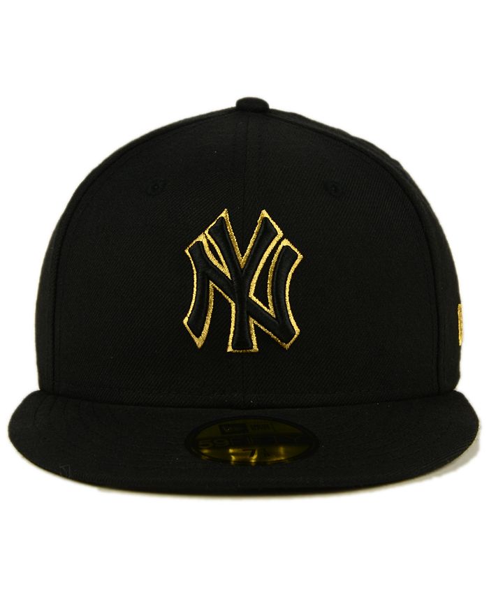 New Era New York Yankees Black On Metallic Gold 59FIFTY Fitted Cap ...