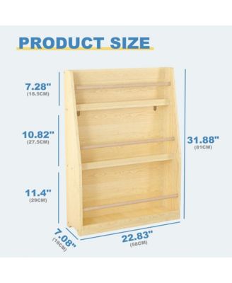 Kids Bookshelf - 3-Tier Organizer for Books and Toys, Multifunctional Book Rack Display Stand for Playroom, Nursery and Classrooms