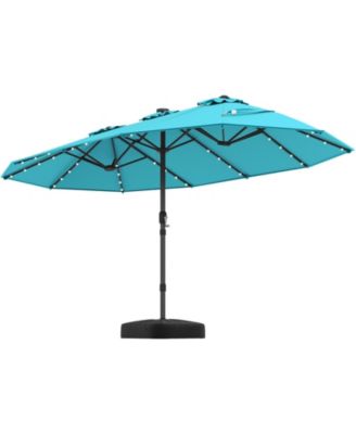 15Ft Patio Double-Sided Solar LED Market Umbrella Crank 36 Lights Base