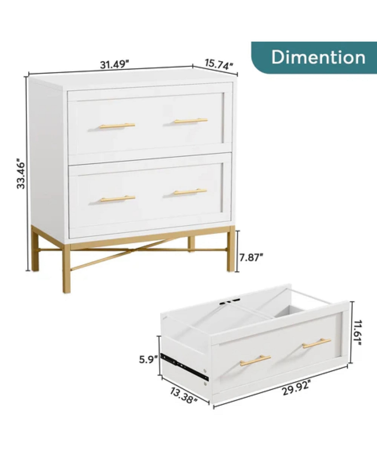 Rainsken 2-Drawer File Cabinet with Adjustable Rails