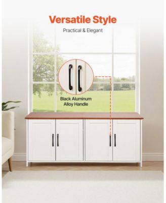 47.2" Hidden Litter Box Cabinet with 4 Doors & 2 Entries - Multi-Cat Wooden Washroom Furniture