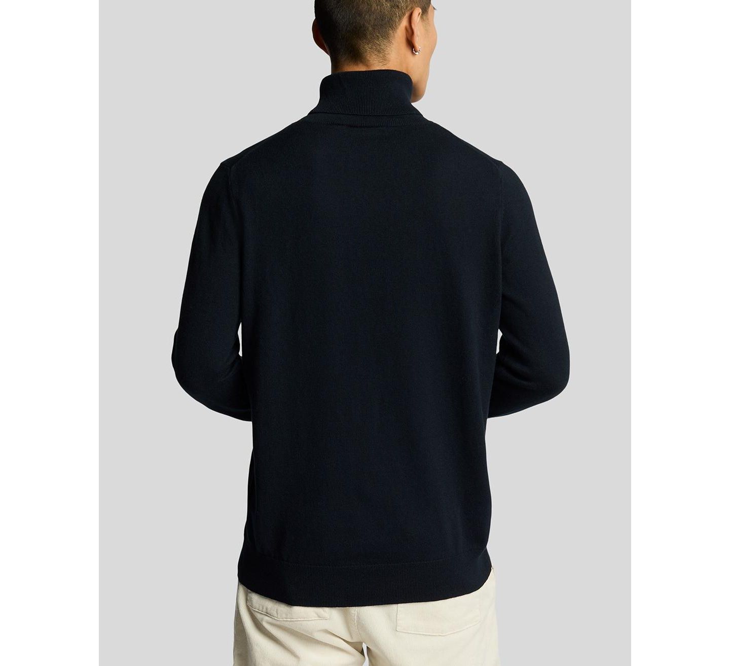 Мужской свитер Lyle & Scott Cotton Merino Turtleneck, цвет: Тёмный тёмно-синий — фото 8