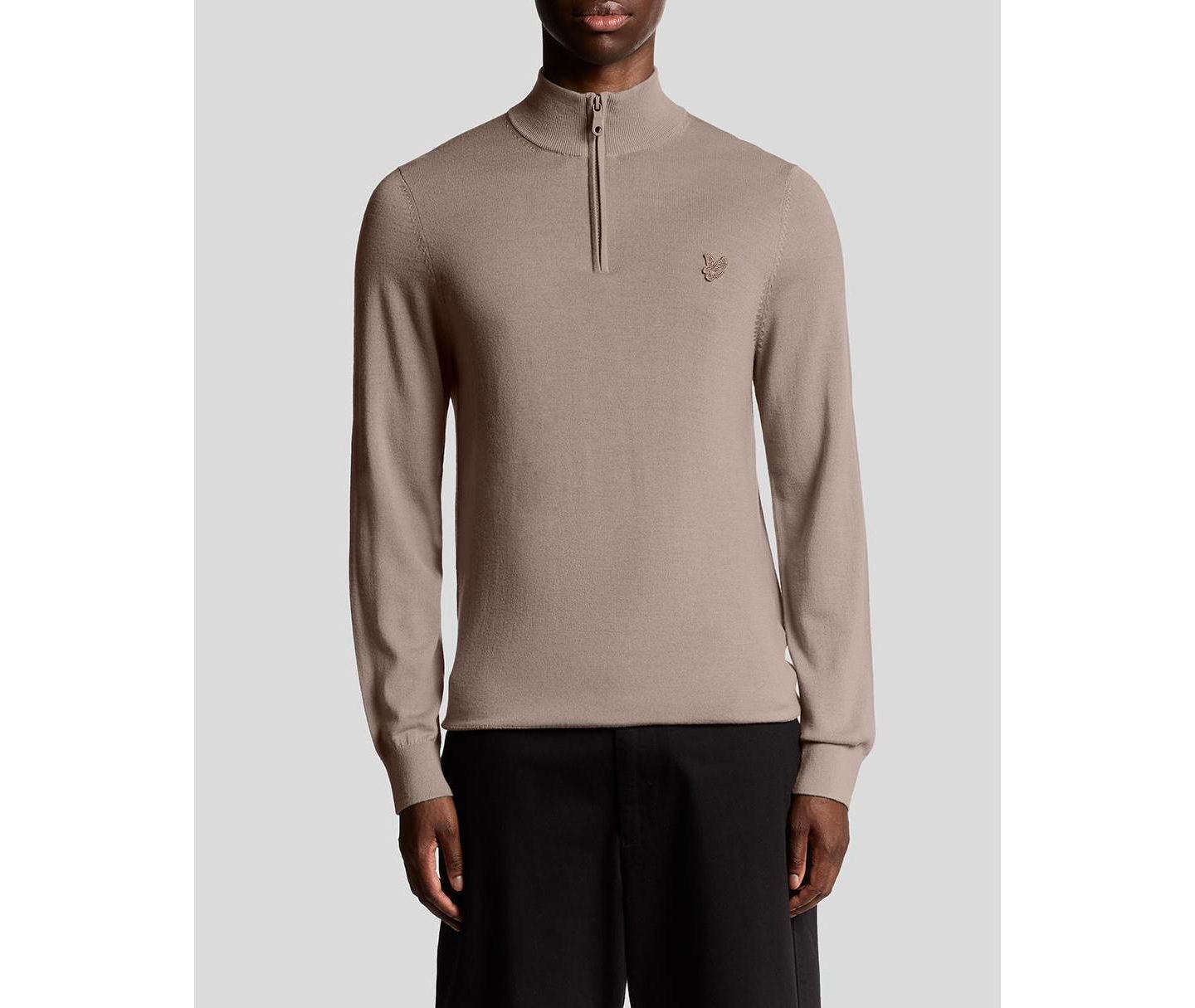 Мужской свитер Lyle & Scott Eagle Merino Quarter Zip, цвет: Cinder — фото 7