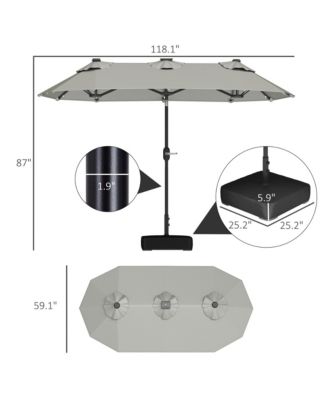 Spacious Outdoor Umbrella,Double-sided Outdoor Patio Umbrella,with Solar Lights and Base,Dining Table Umbrella Push Button Tilt