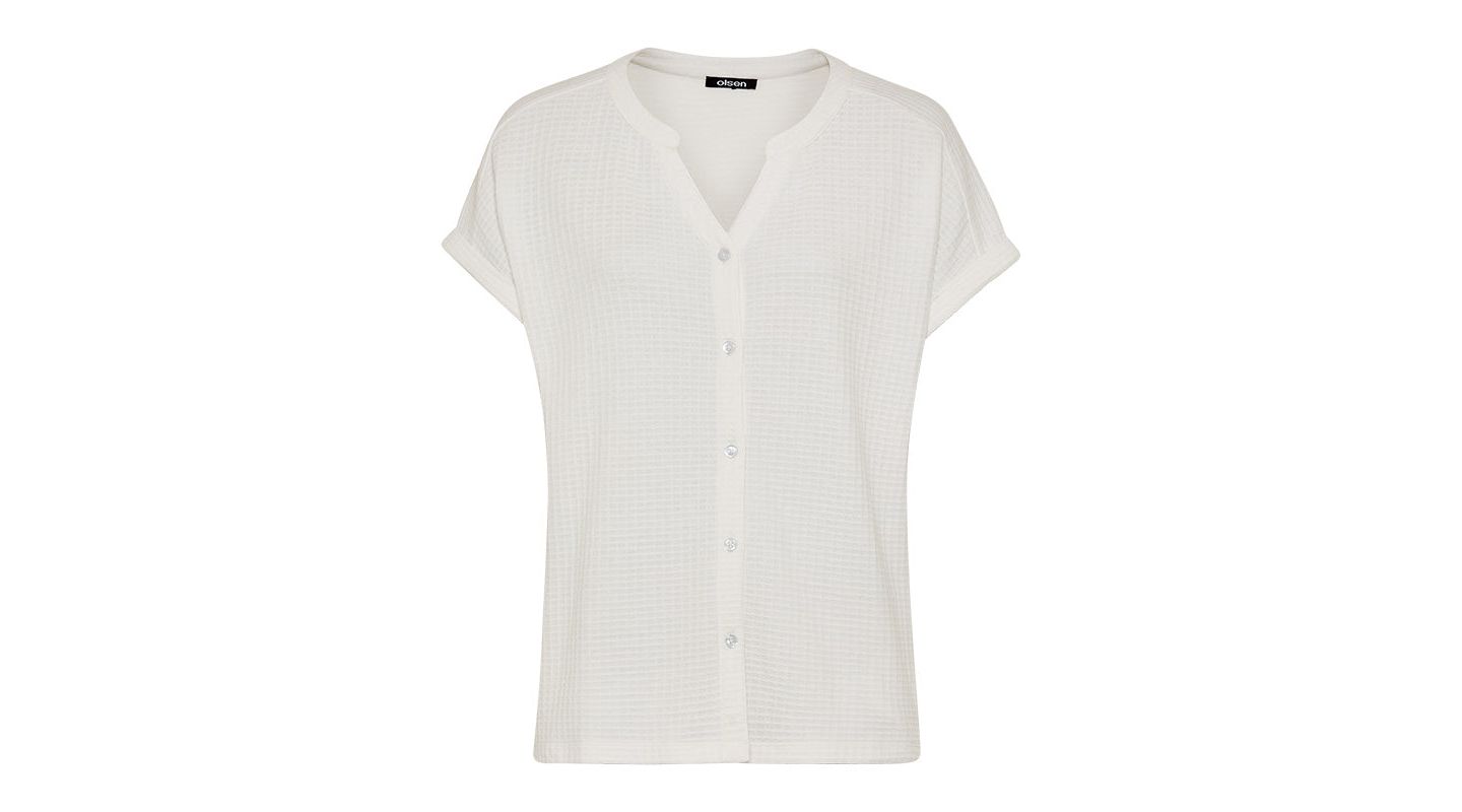 Женская футболка Olsen Waffle Knit Button Front, цвет: Молочный белый — фото 3