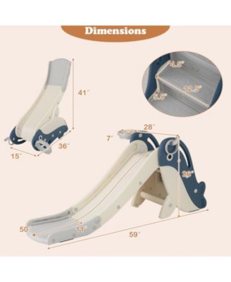 Foldable Freestanding Baby Slide Climber Set with Basketball Hoop