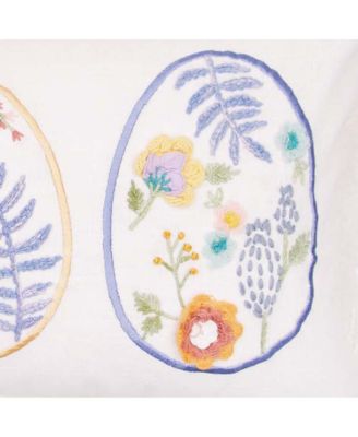 Rosebud Floral Easter Eggs Trio Egg Fringed Throw Pillow, 12" x 24