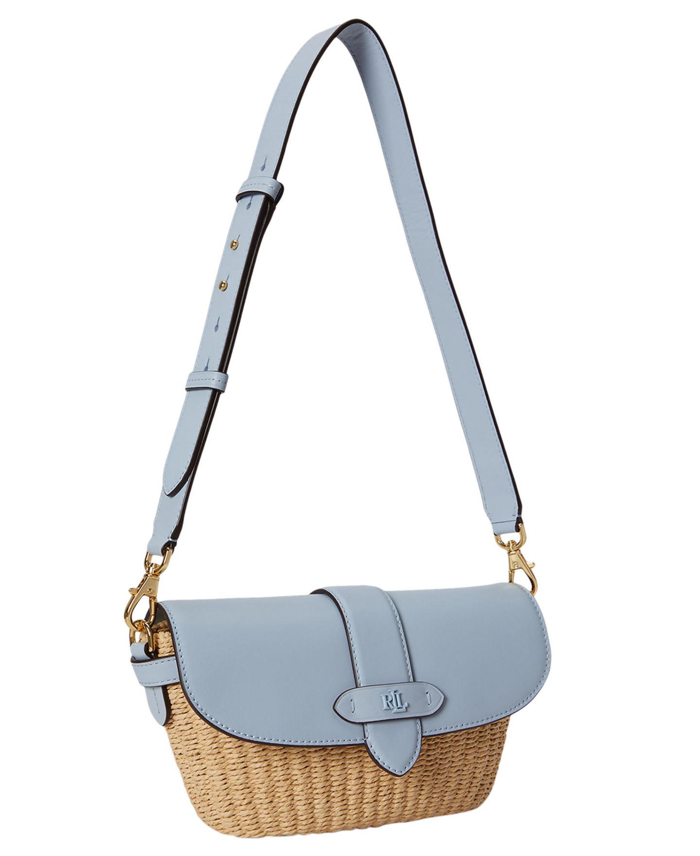 Женская сумка Lauren Ralph Lauren Lynden Small Straw-Leather Shoulder, цвет: Синий — фото 4