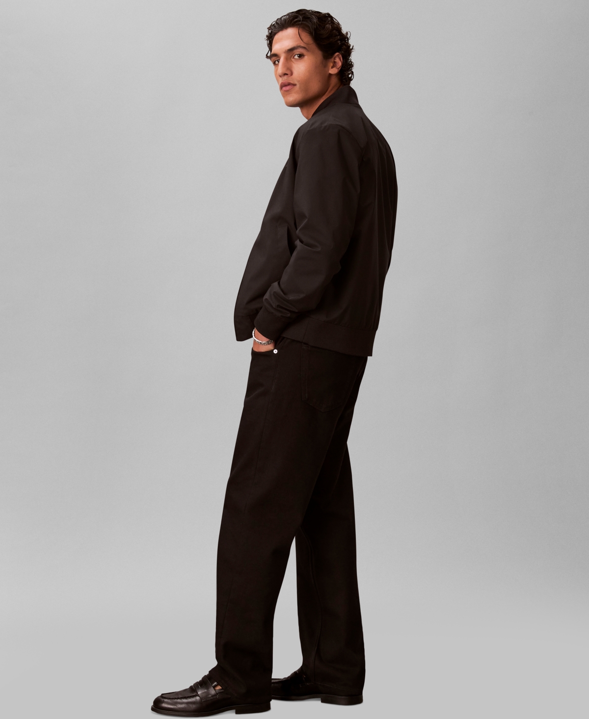 Calvin Klein Men's Birdseye Round Collar Bomber Jacket