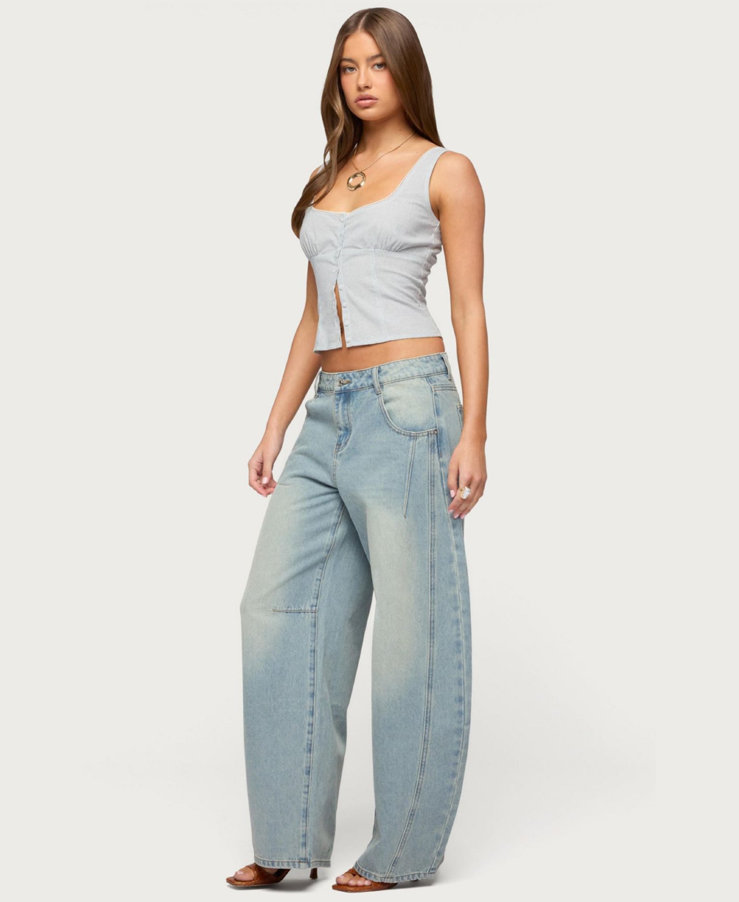 Women's Katiya Pinstripe Button Up Top