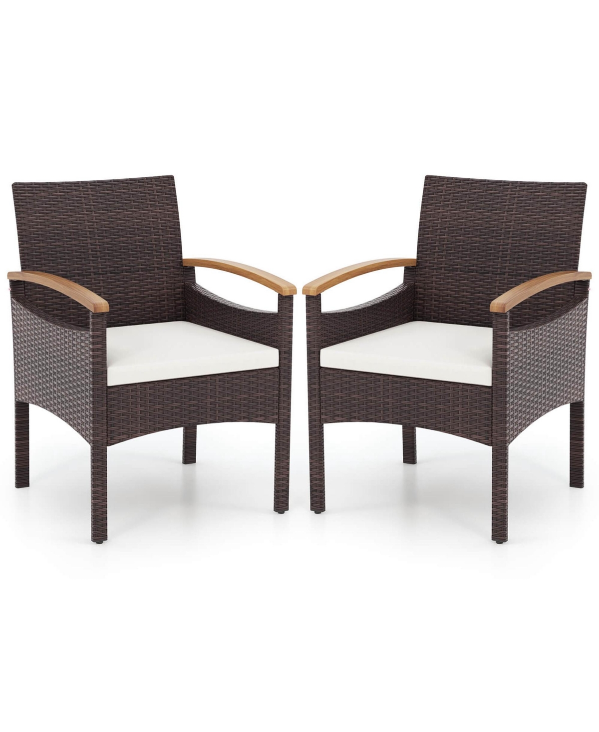 Gymax Pcs Dining Chairs w/ Acacia Wood Armrest Heavy Duty Metal Frame Patio