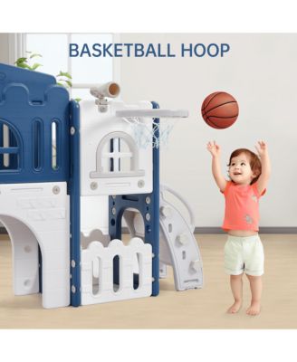 8-In-1 Indoor Playground With Slide:Slide Playset, Includes Slide, Basketball Hoop, Climber