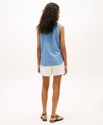 Women's Collared Sleeveless Shirt