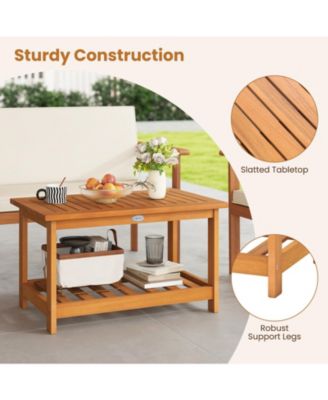 Acacia Wood Outdoor Slatted Coffee Table