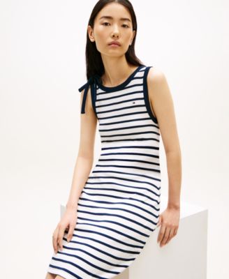 Women's Ribbed Bow Sleeveless Dress