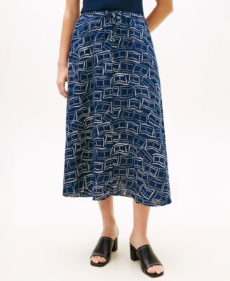 Women's Essential Linen Flare Midi Skirt