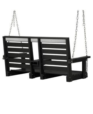 Outdoor 54" HDPE With Cupholders Porch Swing Bench