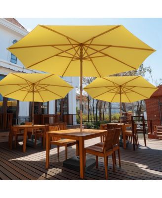 13ft XL Heavy Duty Solid Wood Outdoor Patio Umbrella with Base Parasol Wheels Stand