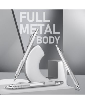 Metal Mechanical Pencil Set - 3PCS Artist Lead Pencil 0.5 & 0.7 & 0.9mm with 8 Tubes HB Lead Refills, 3 Erasers for Writing, Drawing