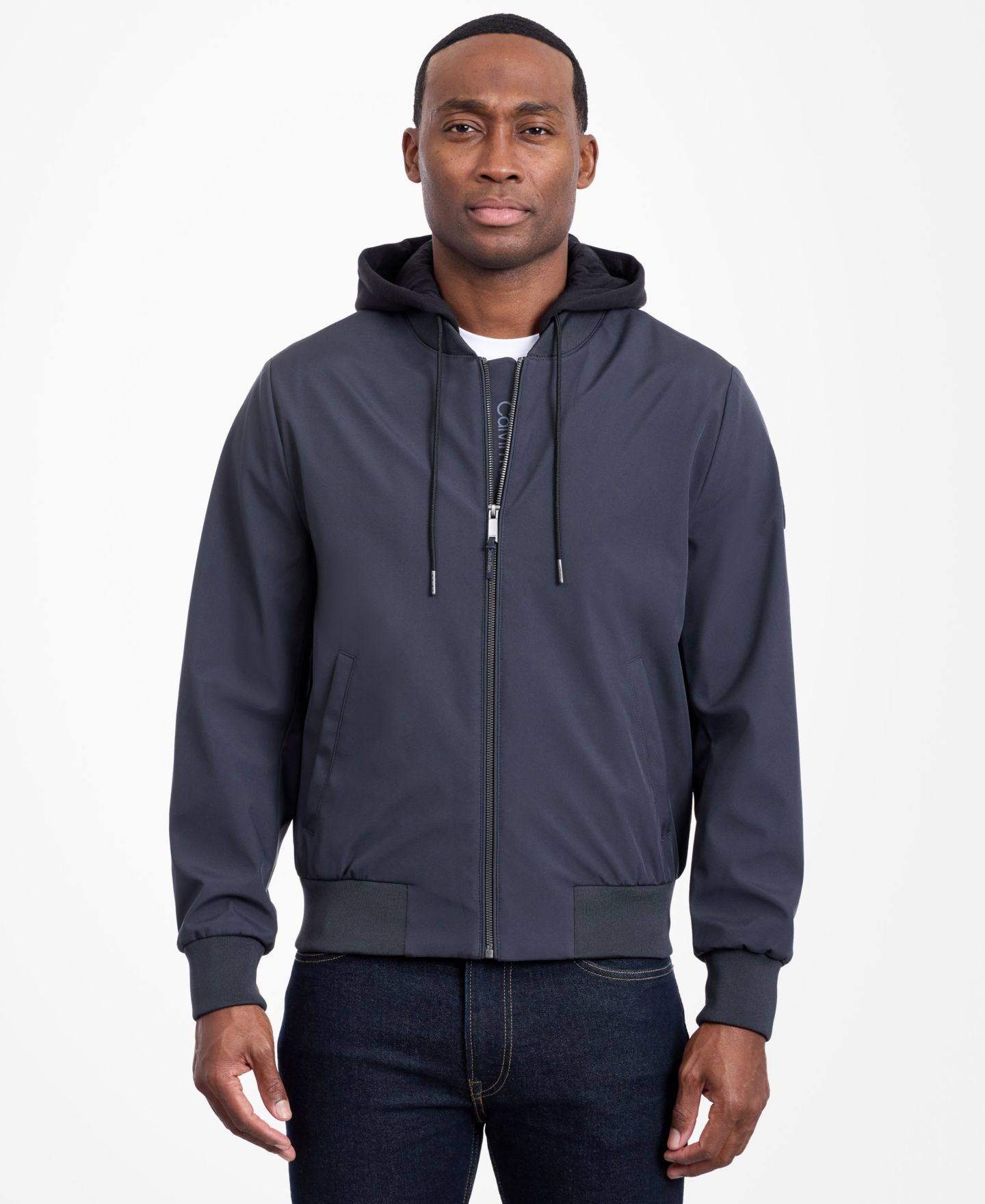 Мужская куртка Calvin Klein Bomber Knit Hood, цвет: Железный — фото 4