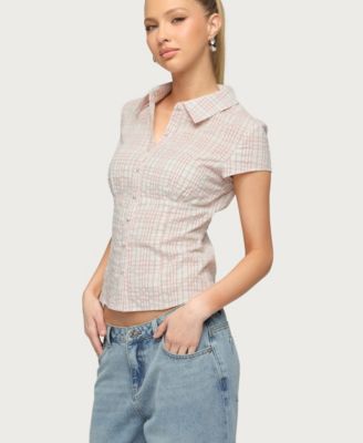 Women's Naiah Plaid Tailored Button Up Shirt