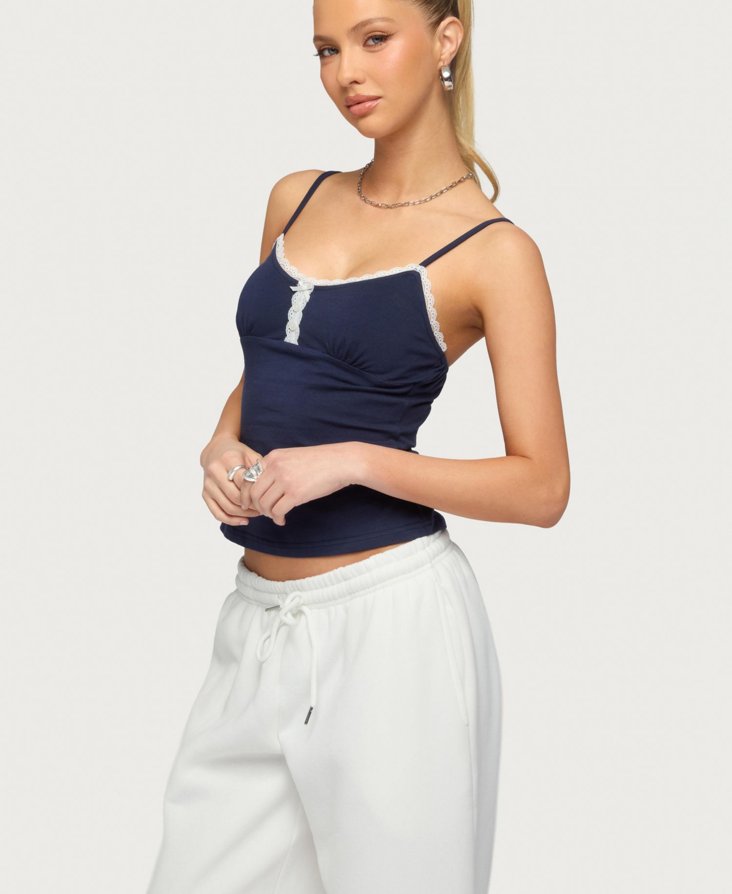 Women's Olezka Contrast Lacey Tank Top