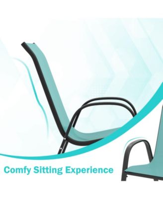 Set of 4 Patio Dining Chairs Stackable Armrest Space Saving Garden