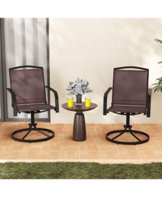 Patio Swivel Chairs Set of 4 w/ High Back & Round Metal Base for Backyard