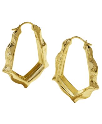 14k Gold Over Brass Adriana Scallop Frame Hoop Earrings