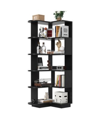 5-Tier Corner Bookshelf - L-Shaped Freestanding Bookcase, Storage Shelf & Display Stand for Living Room, Home Office