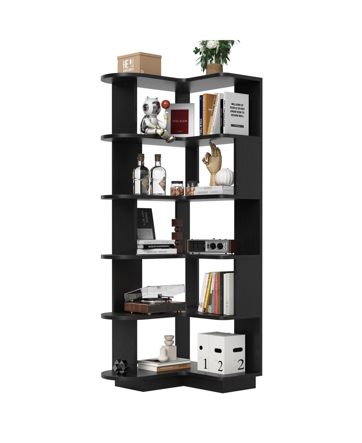 Rainsken 5-Tier Corner Bookshelf