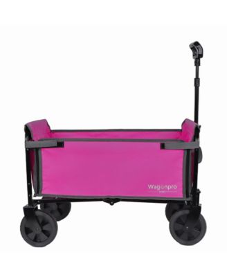 Convertible Folding 4-Wheel Wagon Cart - Heavy Duty Trolley with Bench Seat and Dog Leash, 360 lbs Capacity for Camping, Shopping