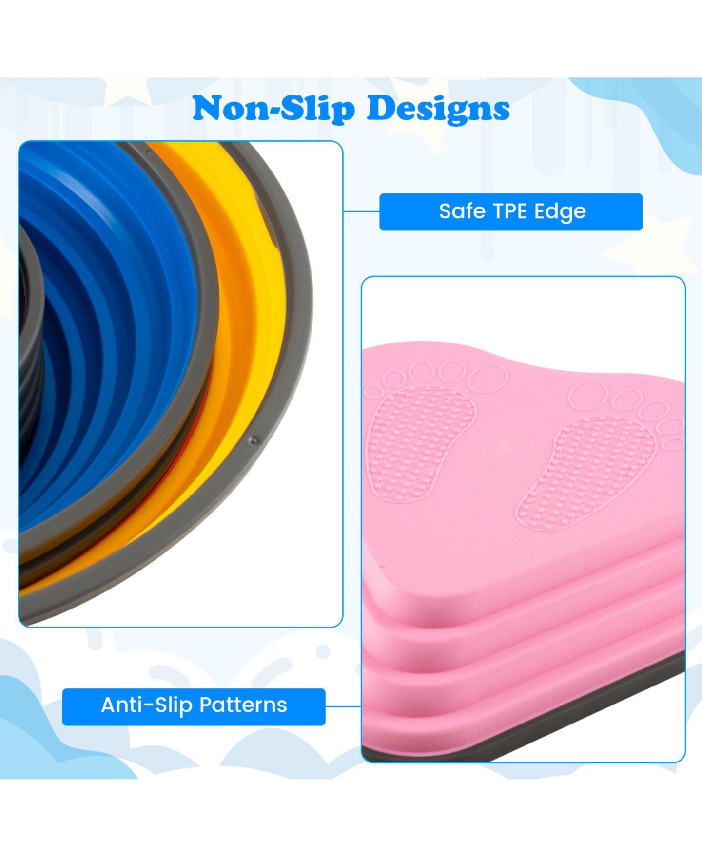 Детские игрушки Mecale 11-Piece Kids Steppingstones Stackable Non-Slip Blocks, Ages 3+, цвет: Жёлтый — фото 6