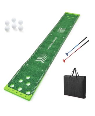11 ft Putting Green Mat with 2 Adjustable Putters & 6 Balls