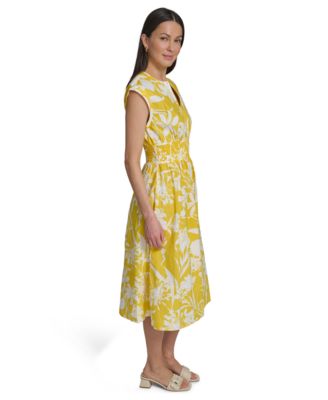 Women's Floral Smocked A-Line Midi Dress