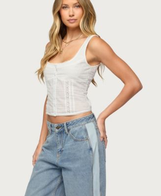 Women's Embroidered Cotton Button Up Top